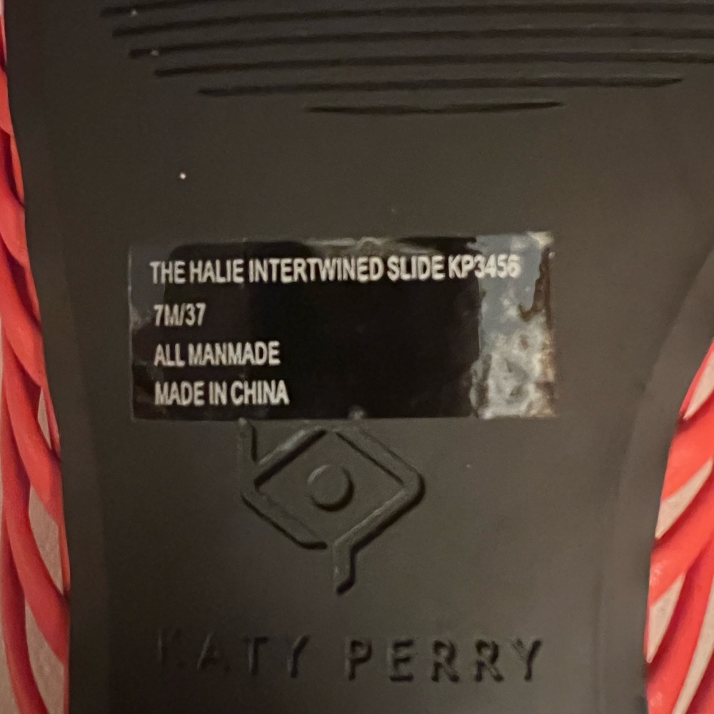 Katy Perry NIB Sandal Slide Flats Size 7 Halie Flame Coral Orange Summer Spring - Picture 3 of 6